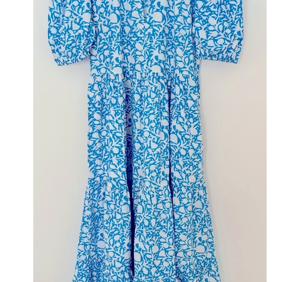 OLIPHANT Tuckernuck Canary Blue White Floral
Maxi Cotton Block Print Dress - Picture 5 of 12